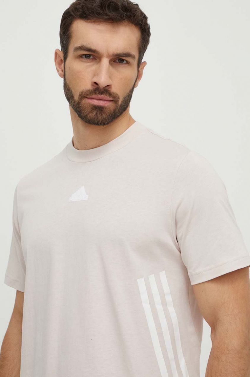 Bavlnené tričko adidas pánske, ružová farba, s potlačou, IX5201