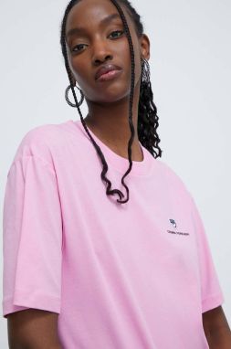 Bavlnené tričko Chiara Ferragni dámsky, ružová farba, 76CBHG05
