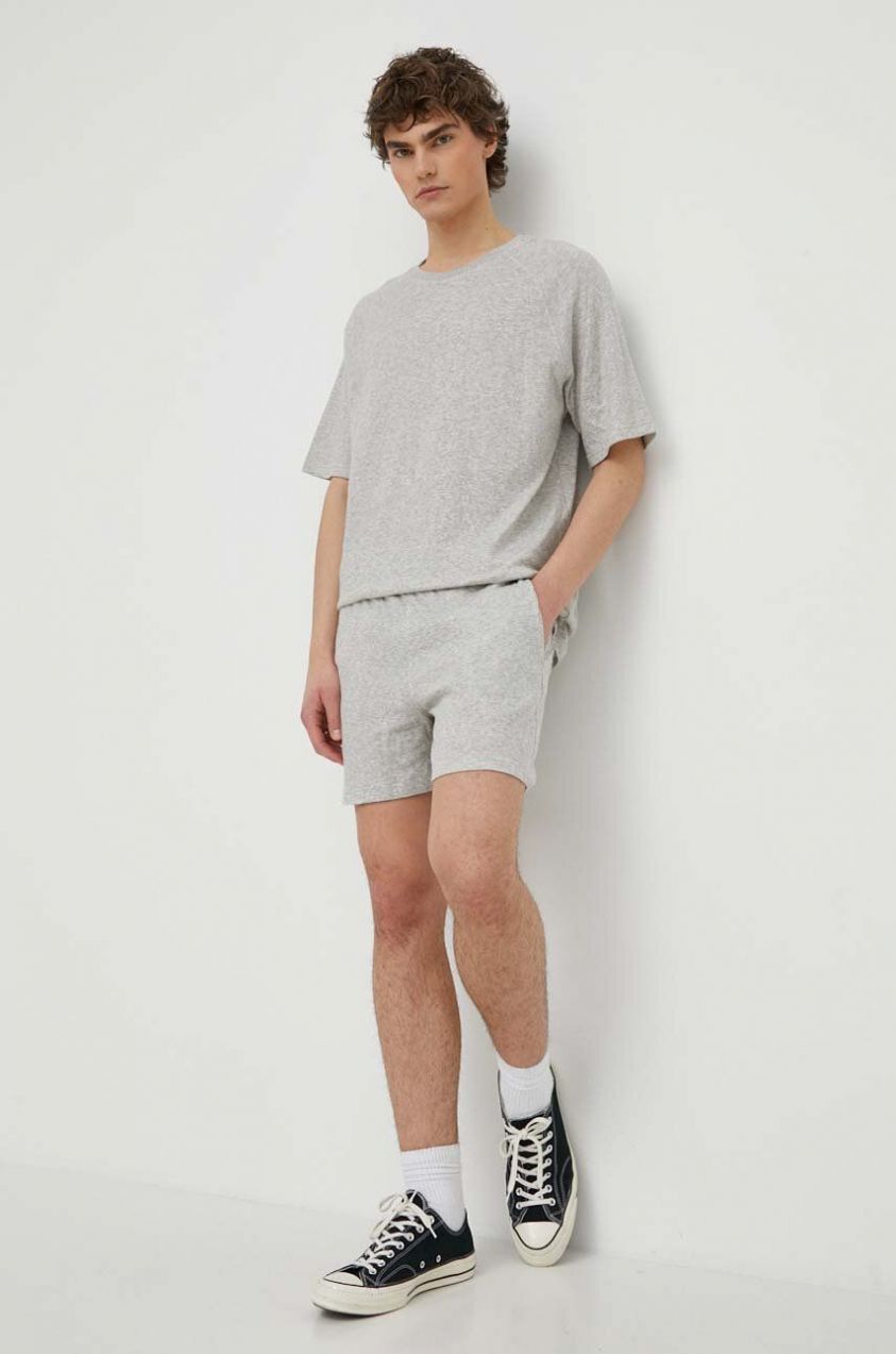 Bavlnené šortky American Vintage SHORT šedá farba, melanžové, MRUZ09AE24,