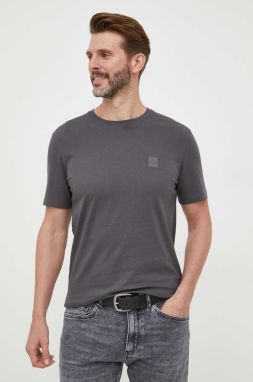 Bavlnené tričko BOSS BOSS CASUAL čierna farba, jednofarebný