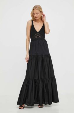 Šaty Liu Jo čierna farba, maxi, áčkový strih
