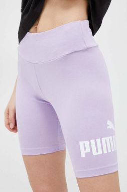Šortky Puma dámske, fialová farba, s potlačou, vysoký pás, 848347.