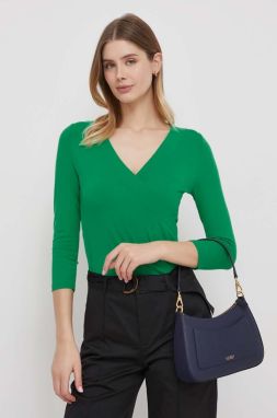 Blúzka Lauren Ralph Lauren dámska, zelená farba, jednofarebná