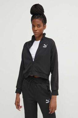 Mikina Puma T7 Track Jacket dámska, čierna farba, jednofarebná, 624211