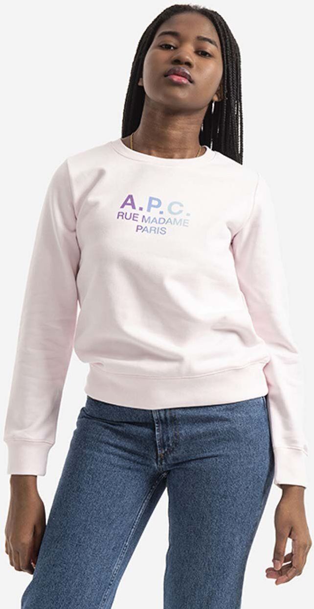 Bavlnená mikina A.P.C. Sweat Mathilda COEBH-F27712 ROSE dámska, ružová farba, s potlačou