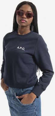 Bavlnená mikina A.P.C. Sweat Shelley COETM-F27693 DARK NAVY dámska, tmavomodrá farba, s potlačou