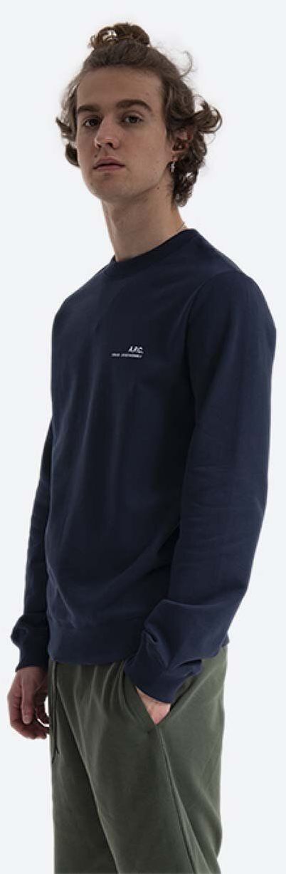 Bavlnená mikina A.P.C. Sweat Item COEAS-H27608 BLACK pánska, tmavomodrá farba, jednofarebná