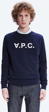 Bavlnená mikina A.P.C. Sweat Vpc COECQ-H27378 BLACK pánska, tmavomodrá farba, s nášivkou