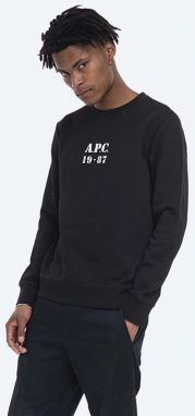 Bavlnená mikina A.P.C. Sweat Gaby COECQ.H27609-HEATHEREDG, pánska, čierna farba, s potlačou