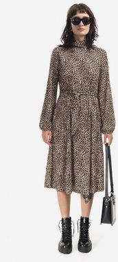 Šaty A.P.C. Robe Dorethea LYAAR-F05988 BLACK/WHITE hnedá farba, midi, rovný strih