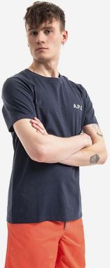 Bavlnené tričko A.P.C. Mike COETL.H26053-DARKNAVY, tmavomodrá farba, s potlačou
