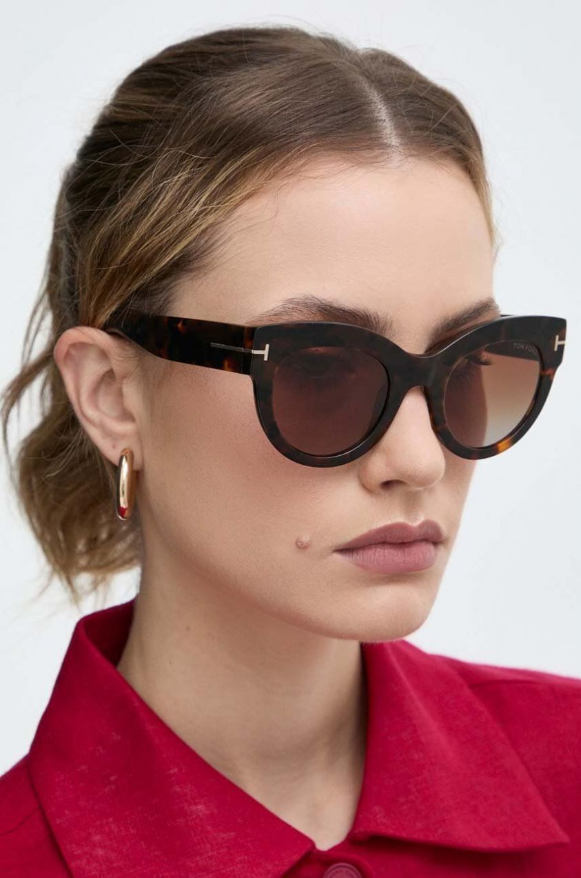 Slnečné okuliare Tom Ford dámske, hnedá farba, FT1063_5152T