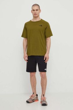 Bavlnené tričko The North Face pánske, zelená farba, s potlačou, NF0A87NUPIB1