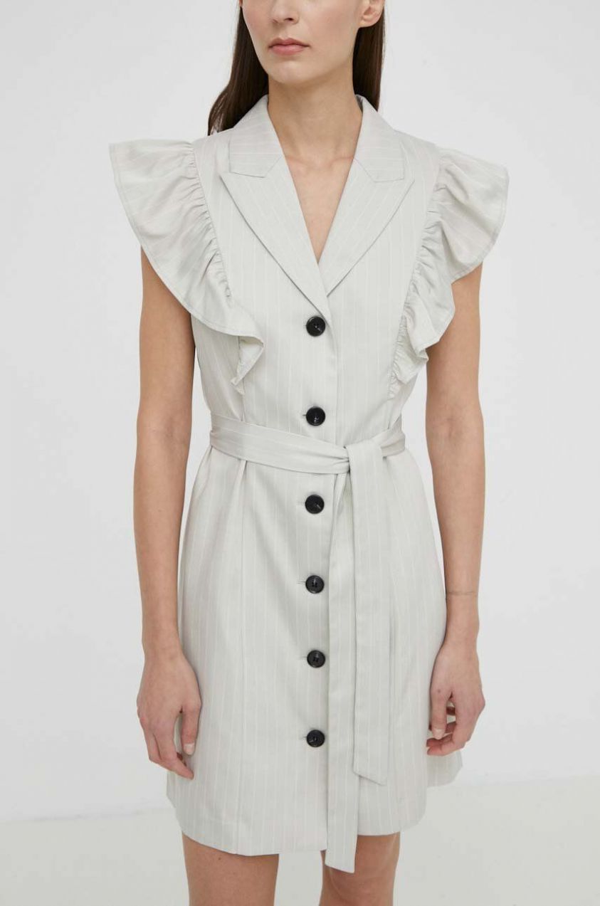 Šaty Bruuns Bazaar PinBBMikala dress šedá farba, mini, rovný strih, BBW3831