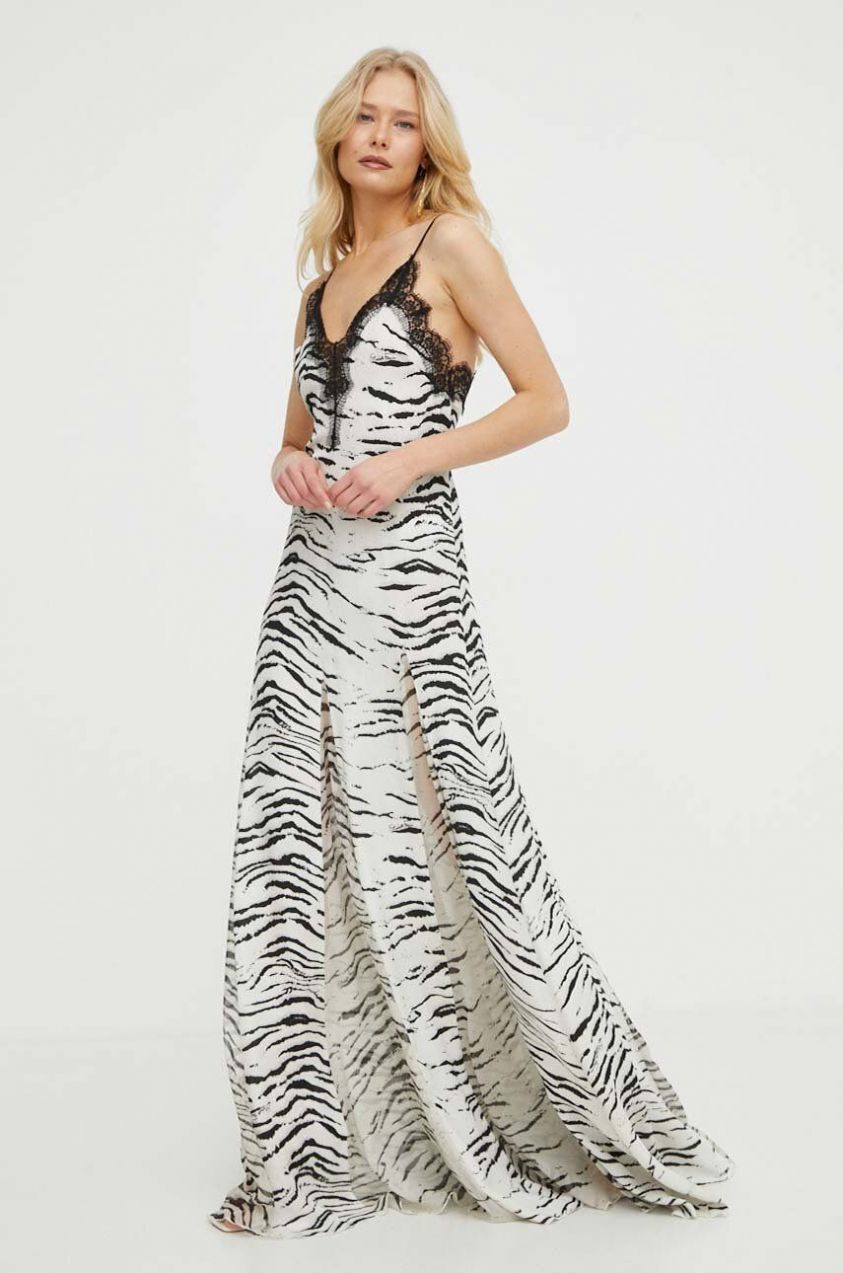 Šaty Elisabetta Franchi čierna farba, maxi, áčkový strih, AB66042E2