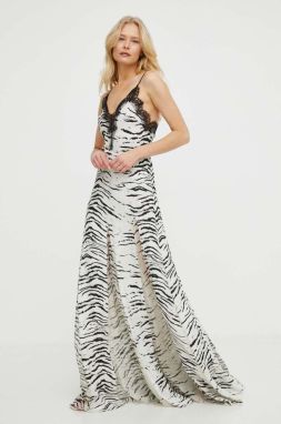 Šaty Elisabetta Franchi čierna farba, maxi, áčkový strih, AB66042E2