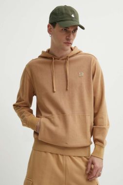Mikina Timberland pánska, hnedá farba, s kapucňou, s nášivkou, TB0A5U9KP471