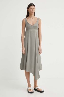 Šaty AERON ARRAY šedá farba, midi, áčkový strih, AW24RSDR498475