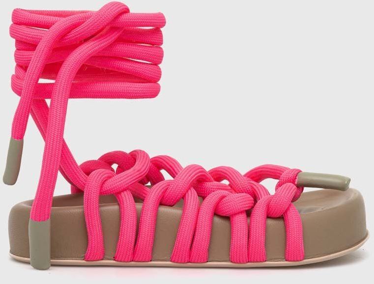 Sandále AGL Jane Laces dámske, ružová farba, na platforme, D685010PGKE762G299