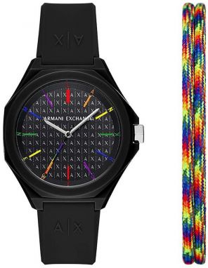Hodinky a náramok Armani Exchange čierna farba