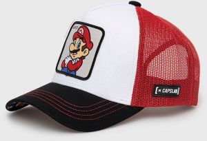 Čiapka Capslab Super Mario biela farba, vzorovaná, CL.SMB.1.MAR