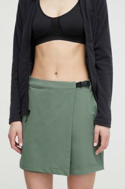 Športové krátke nohavice Jack Wolfskin  WANDERMOOD dámske, zelená farba, jednofarebné, vysoký pás, 1507113