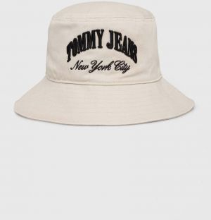 Bavlnený klobúk Tommy Jeans béžová farba, bavlnený, AW0AW15960