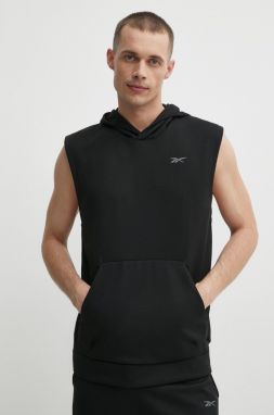 Mikina Reebok Strength pánska, čierna farba, s kapucňou, jednofarebná, 100075597