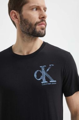Bavlnené tričko Calvin Klein Jeans pánske,čierna farba,s potlačou,J30J325498