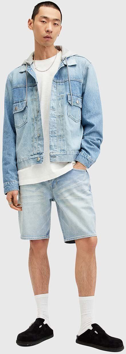Rifľové krátke nohavice AllSaints SWITCH SHORT pánske, M020TA