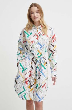 Bavlnené šaty Tommy Hilfiger biela farba,mini,áčkový strih,WW0WW41960