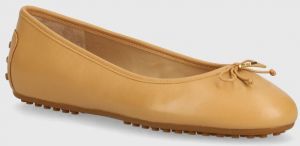 Kožené balerínky Lauren Ralph Lauren Jayna béžová farba, 802927941006