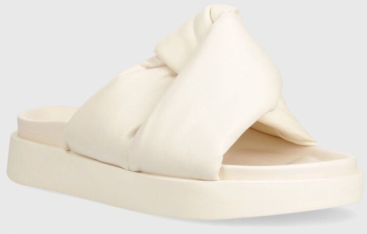 Kožené šľapky Inuikii Soft Crossed dámske, béžová farba, na platforme, 70104-140
