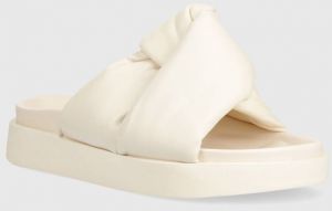 Kožené šľapky Inuikii Soft Crossed dámske, béžová farba, na platforme, 70104-140