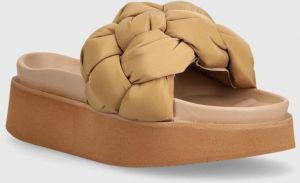 Šľapky Inuikii Puffer Braided dámske, béžová farba, na platforme, 70103-177