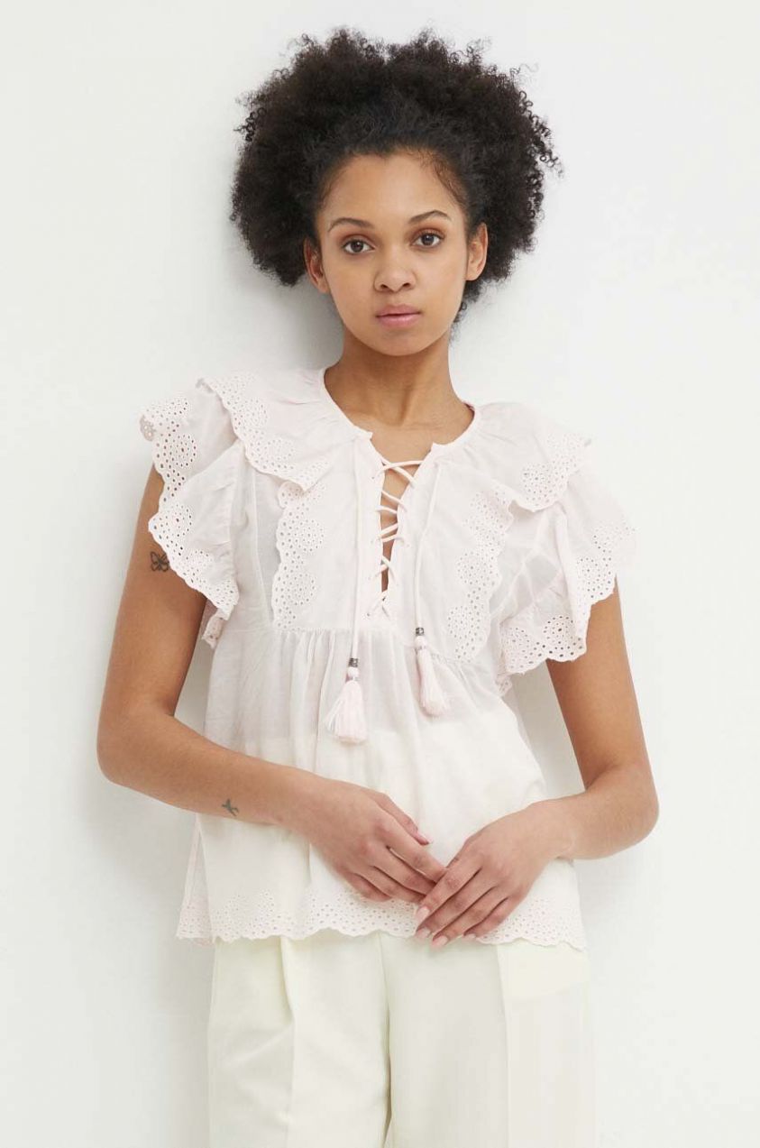 Bavlnená blúzka Pepe Jeans DOROTEA dámska, ružová farba, jednofarebná, PL304815
