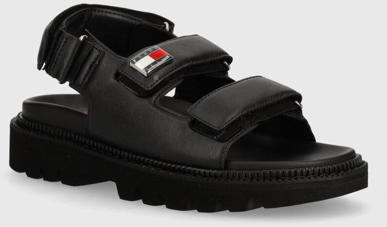 Sandále Tommy Jeans TJW FANCY SANDAL dámske, čierna farba, EN0EN02461