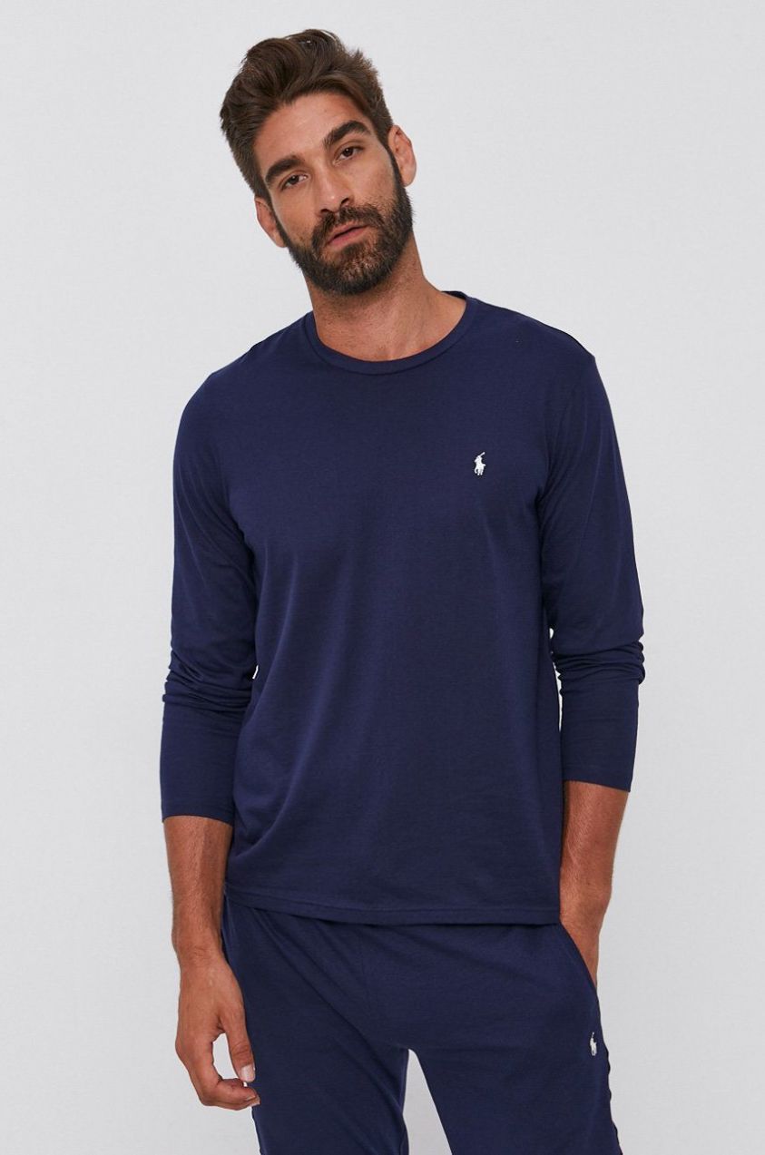 Tričko s dlhým rukávom Polo Ralph Lauren pánske,tmavomodrá farba,jednofarebné,714844759002