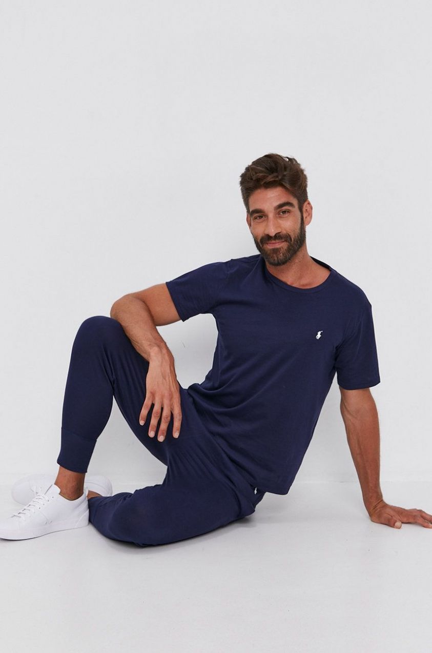 Bavlnené tričko Polo Ralph Lauren tmavomodrá farba,jednofarebné,714844756002