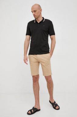 Bavlnené polo tričko BOSS čierna farba, jednofarebné, 50469360
