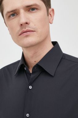 Košeľa BOSS pánska,čierna farba,slim,s klasickým golierom,50469345