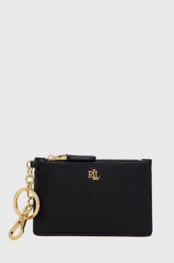 Kožené puzdro na karty Lauren Ralph Lauren dámsky, čierna farba, 432876731002