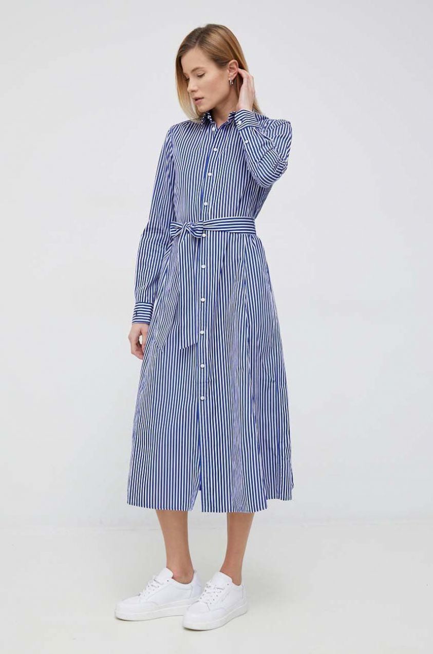 Bavlnené šaty Polo Ralph Lauren midi, áčkový strih, 211891430