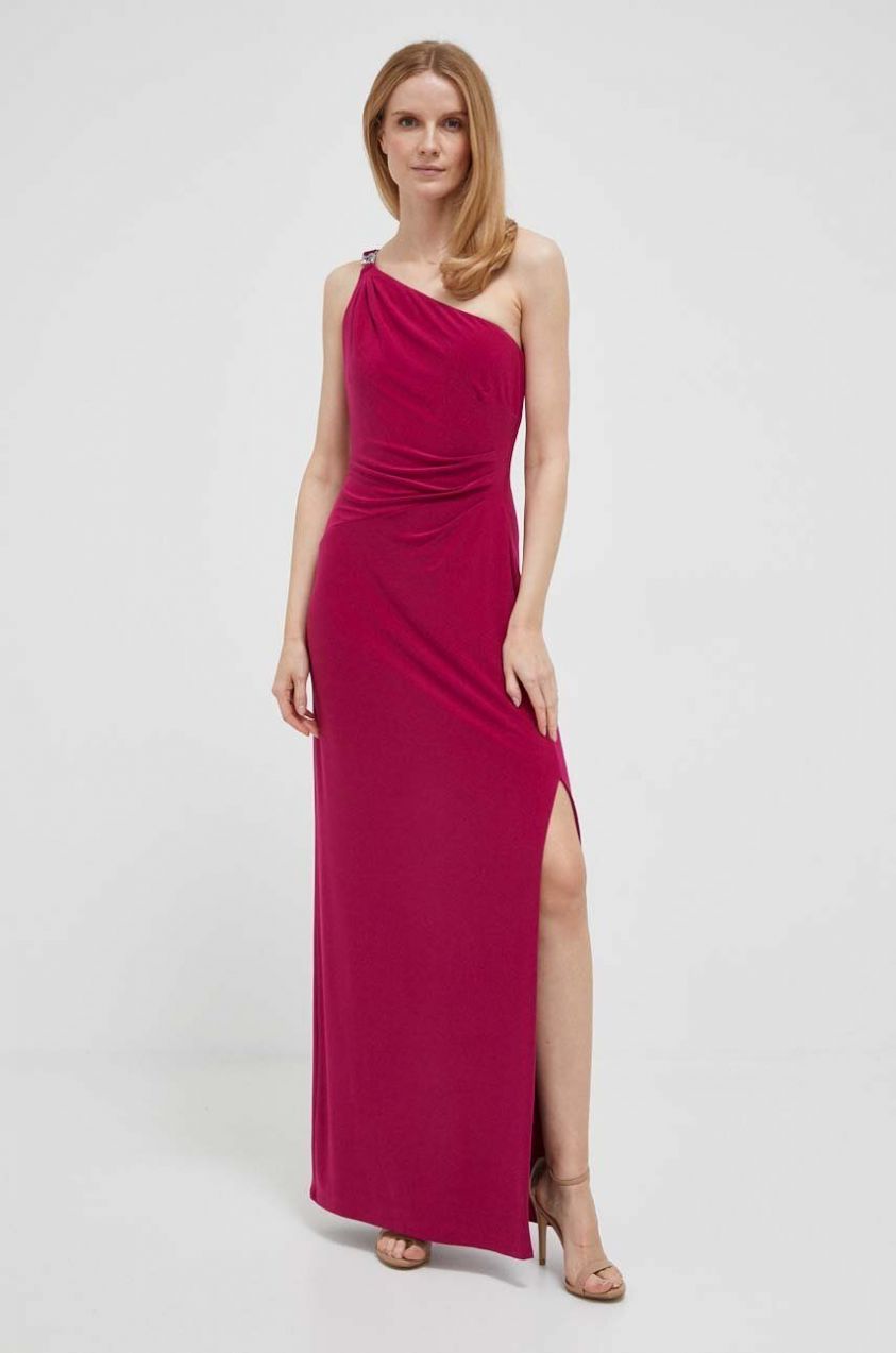Šaty Lauren Ralph Lauren ružová farba, maxi, rovný strih, 253751483
