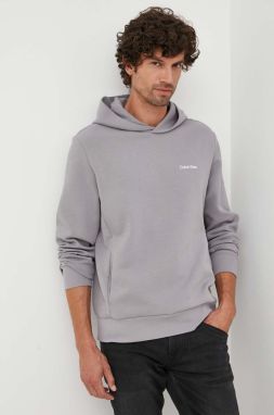 Mikina Calvin Klein pánska,šedá farba,s kapucňou,jednofarebná,K10K109927
