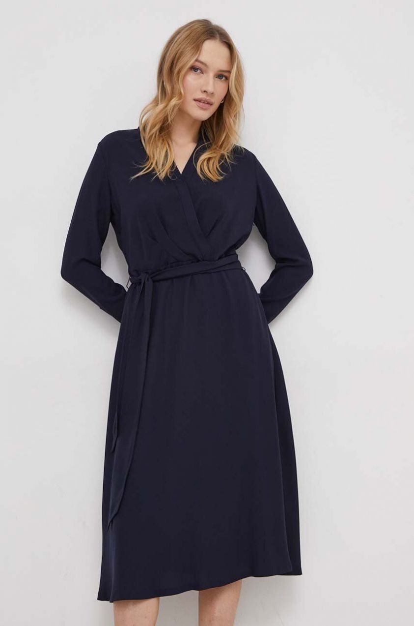 Šaty Lauren Ralph Lauren tmavomodrá farba,midi,áčkový strih,250853337