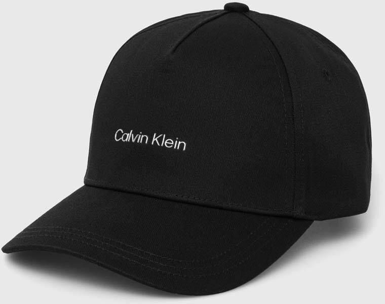 Bavlnená šiltovka Calvin Klein čierna farba, jednofarebná, K60K610525