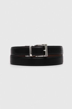 Obojstranný kožený opasok Polo Ralph Lauren pánsky, čierna farba, 405913735