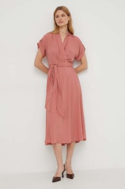 Šaty Lauren Ralph Lauren ružová farba,midi,áčkový strih,250909427
