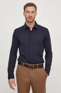 Košeľa BOSS pánska,tmavomodrá farba,slim,s klasickým golierom,50490393